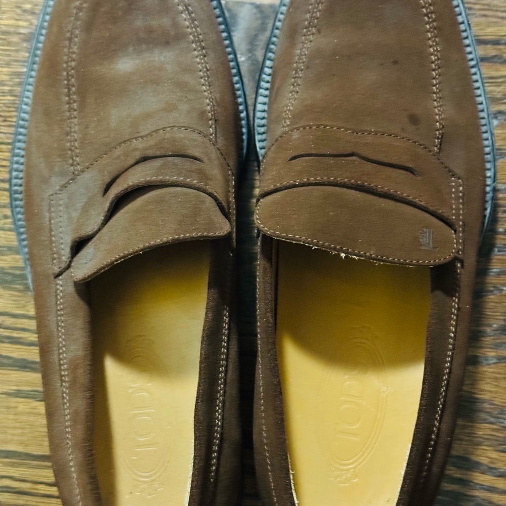 Tod's Dark Brown Suede Loafers